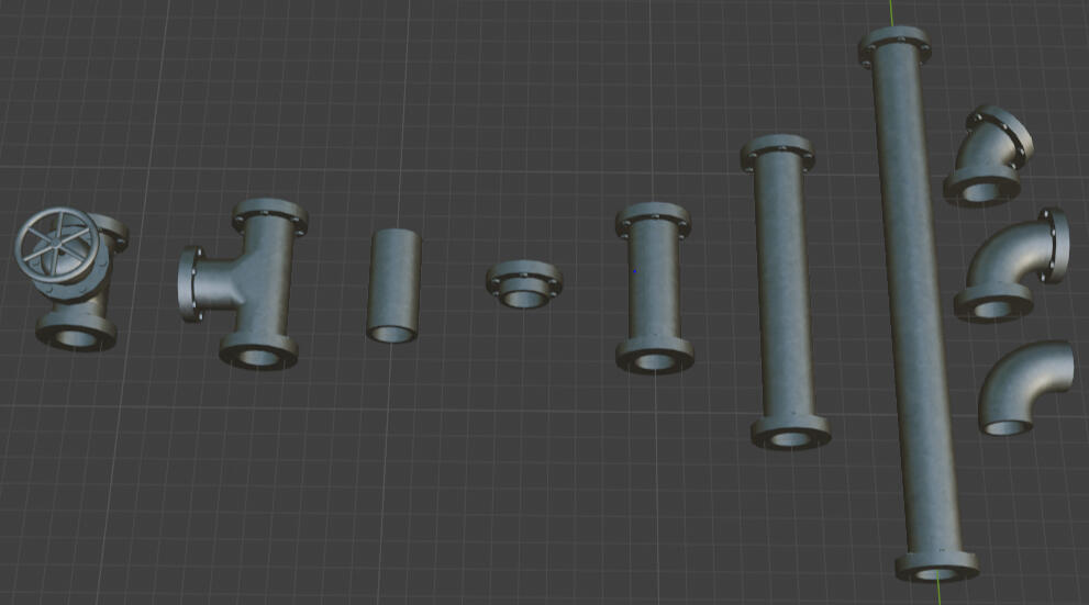 Textured pipe models in Blender